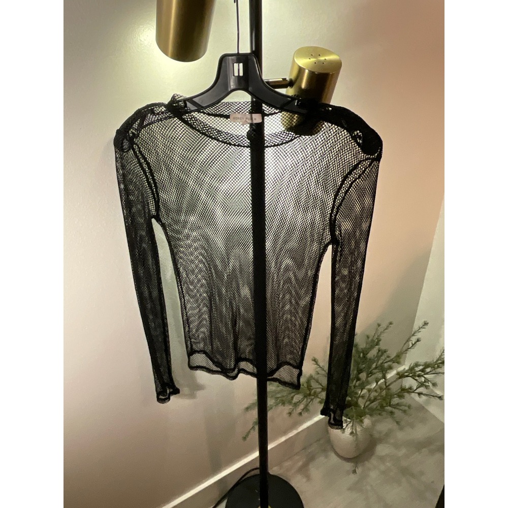 Black Fishnet Mesh clubwear sheer festival rave top Med unisex scene layering ec